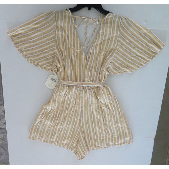 Altar'd State 26U2354EUI Womens Sz XL Mustard/Navy Striped Sleeveless Romper $70 - Picture 6 of 8